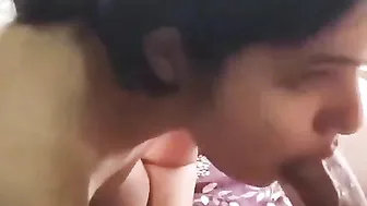 Punjabi wife giving blowjob lover